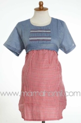 baju menyusui pendek katun kotak merah  SD 157  large